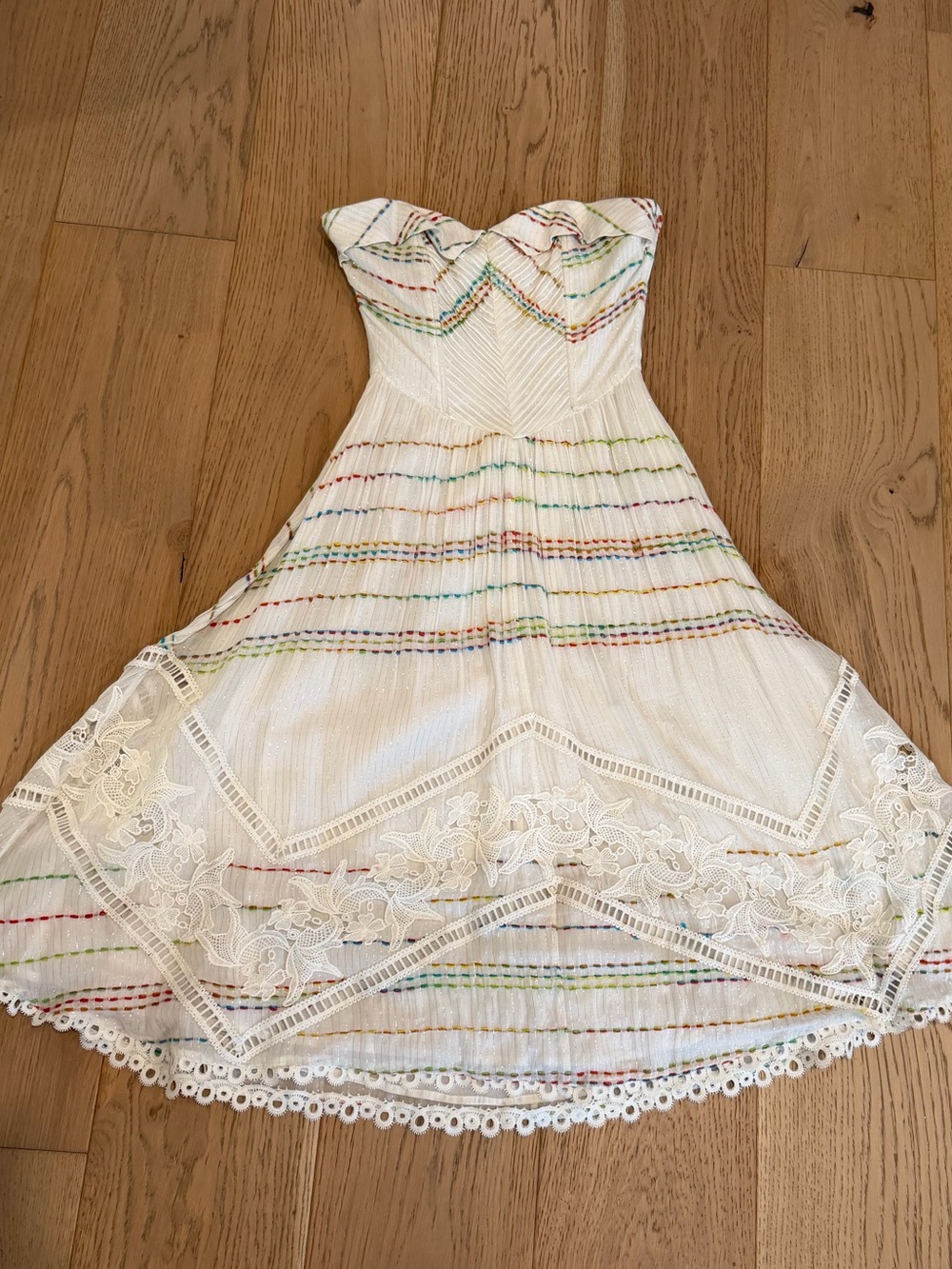 HEMANT & NANDITA Thea Strapless Dress with Multicolor Stripe Accents